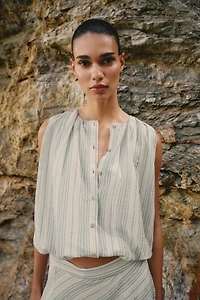 STRIPED BALLOON BLOUSE