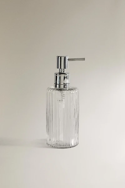 DISTRIBUTEUR SAVON VERRE RELIEF ET MÉTAL