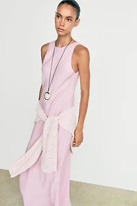 Flowing linen-blend midi dress