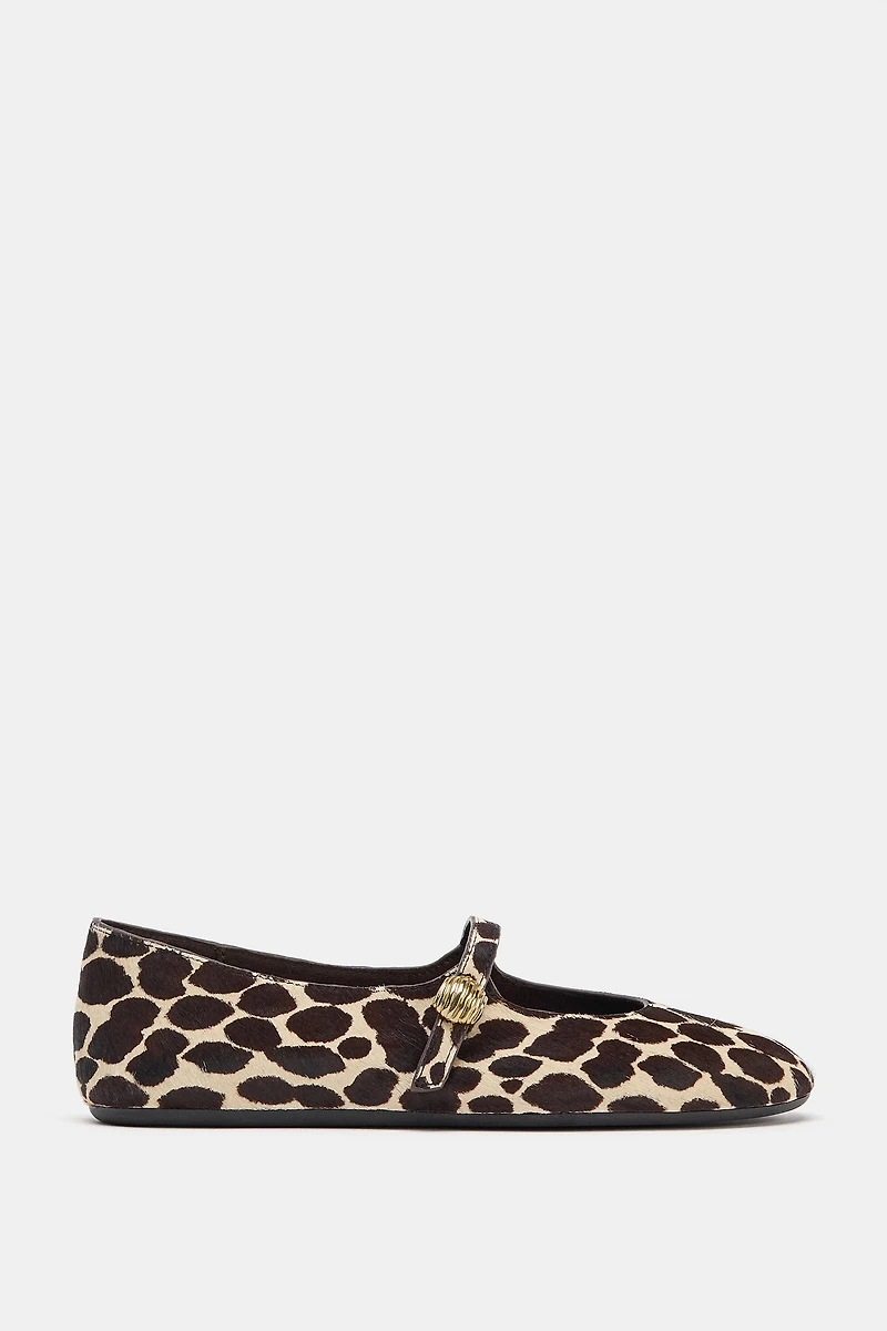 PRINTED LEATHER BALLET FLATS