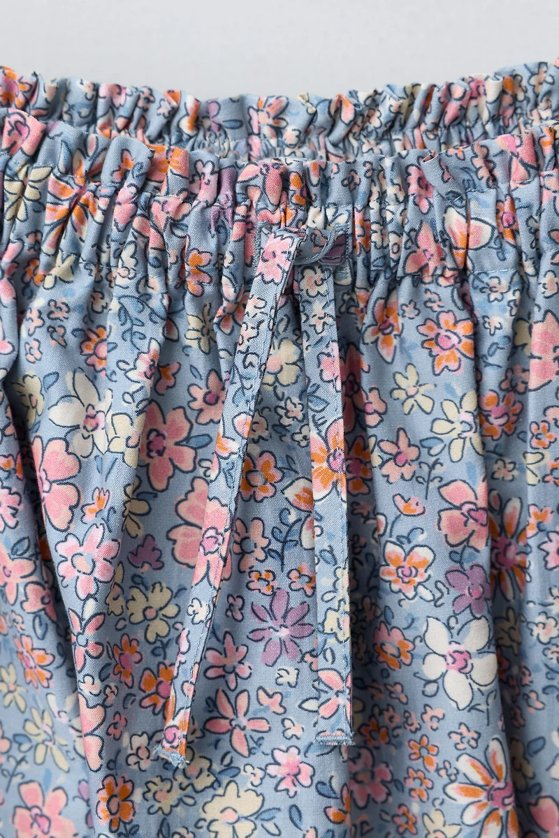 POPLIN FLORAL BALLOON SKIRT