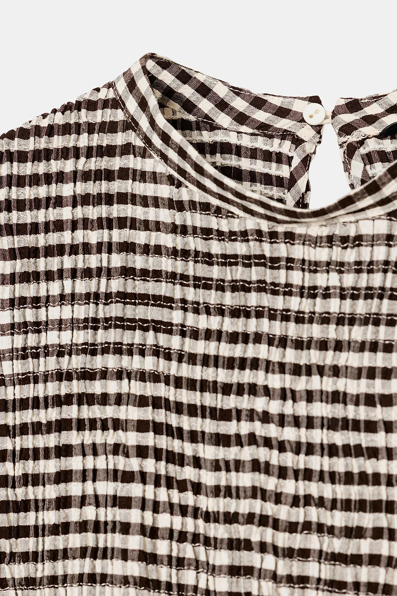 GINGHAM SMOCKED TOP