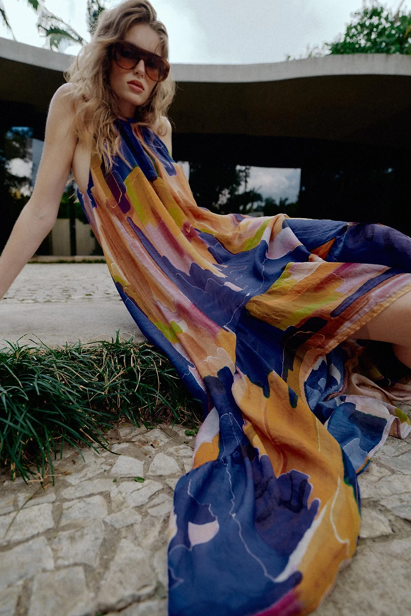 ROBE IMPRIMÉE BAS ASYMÉTRIQUE