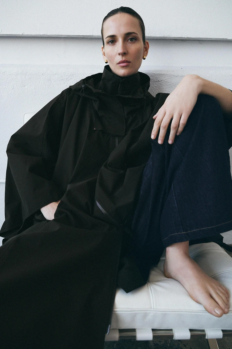 WATER REPELLENT CAPE TRENCH COAT ZW COLLECTION LIMITED EDITION