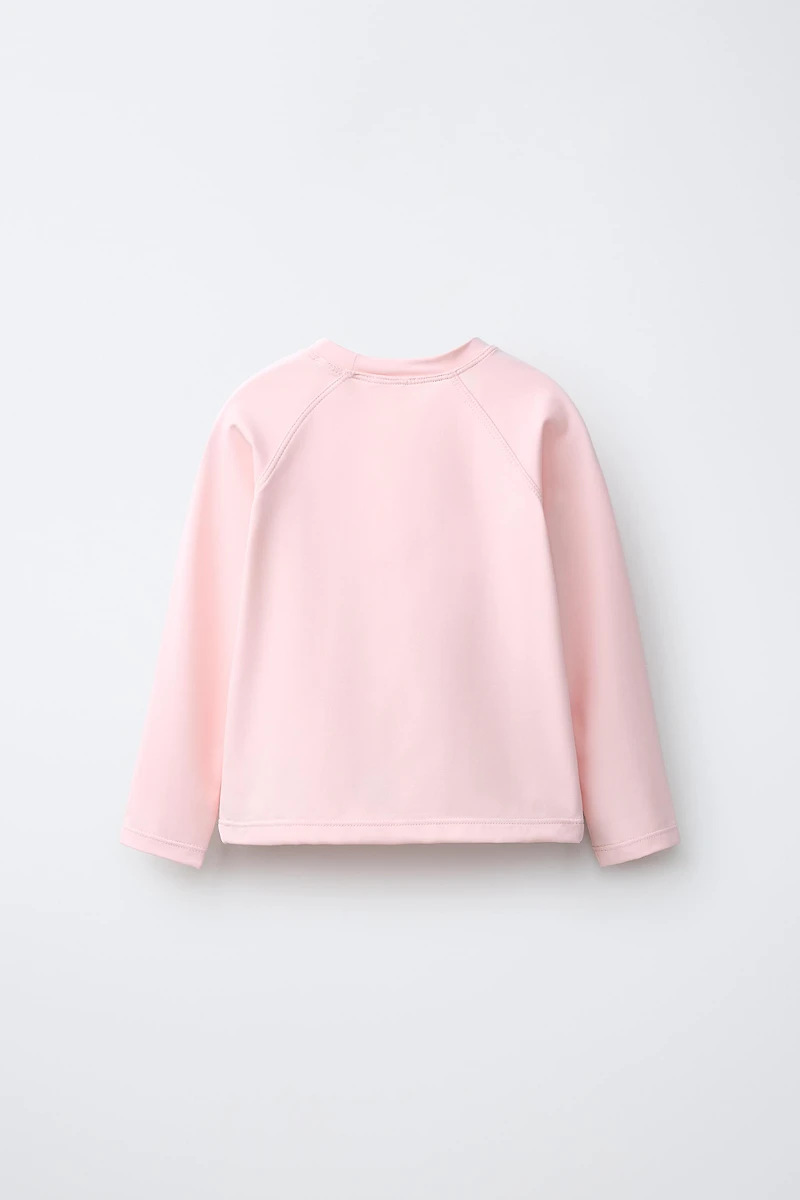 1-6 YEARS/ STRAWBERRY EMBROIDERED SUN PROTECTION RASH GUARD