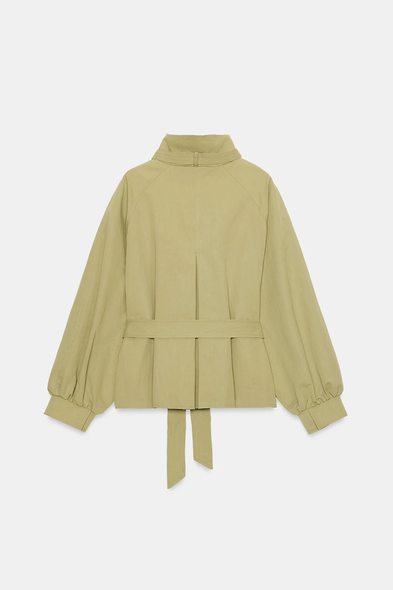 HIGH COLLAR BELTED JACKET