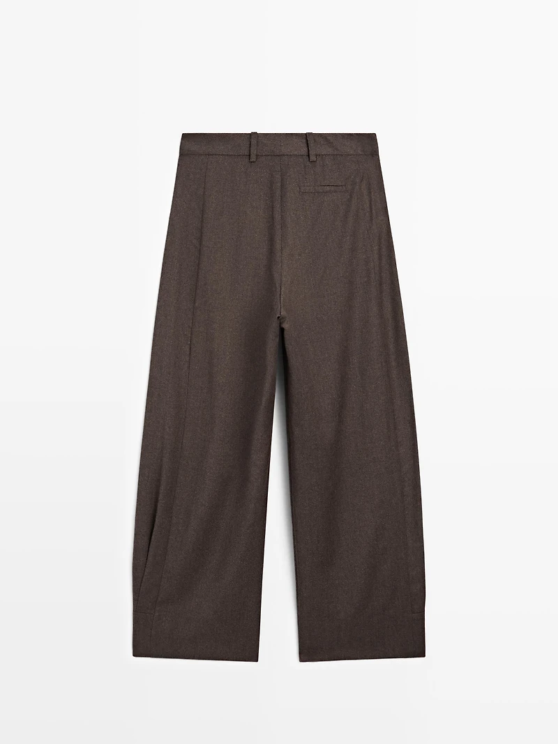 100% wool barrel fit trousers