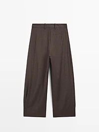 100% wool barrel fit trousers