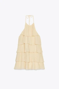 RUFFLED HALTER DRESS