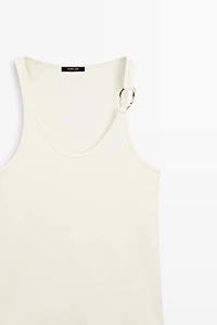 Top avec détail bijou en coton mélangé