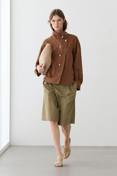 100% linen snap-button shirt