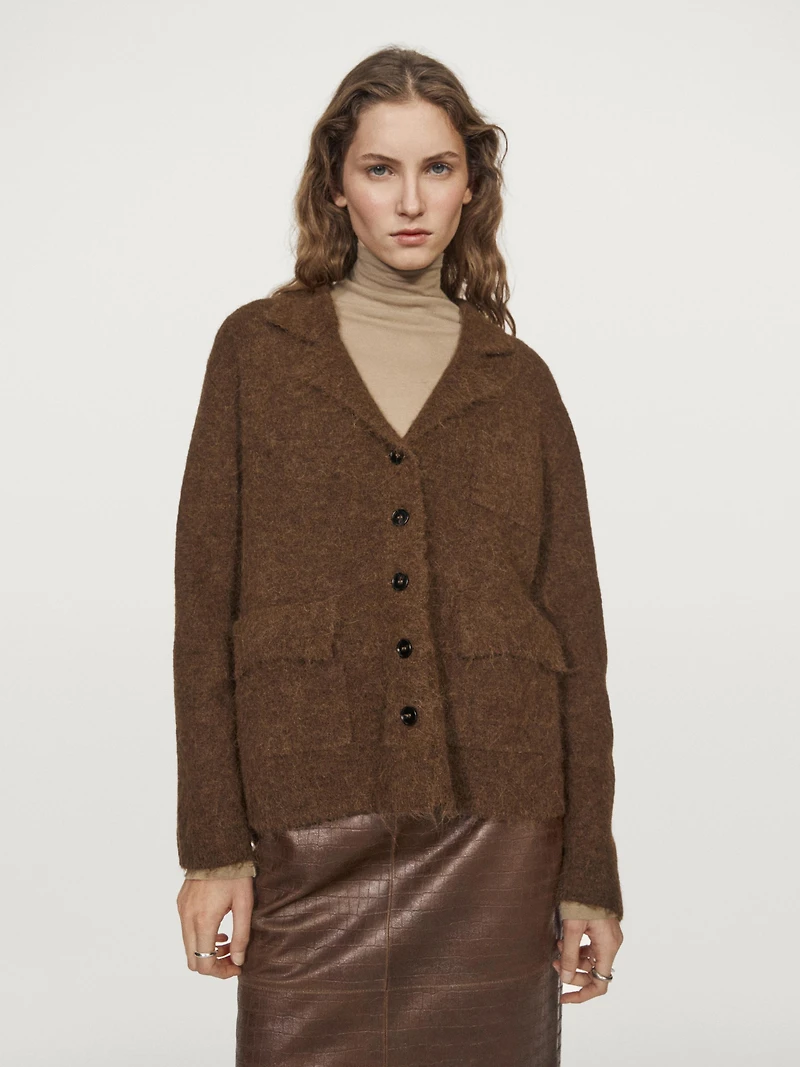 Alpaca blend knit cardigan with pockets