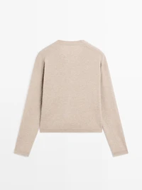 Wool blend V-neck knit cardigan