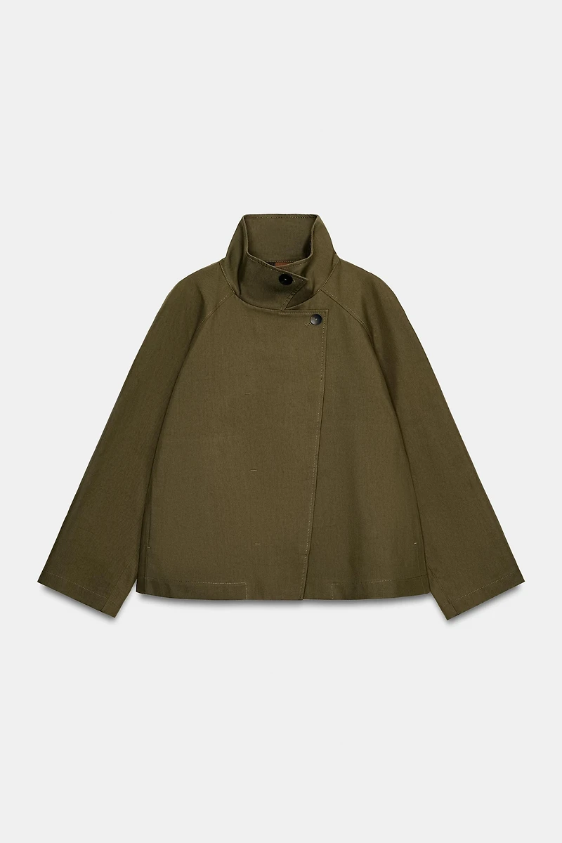 ZW COLLECTION SHORT HIGH-NECK TRENCH COAT