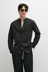 100% linen stand collar shirt