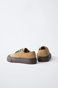 CONTRAST LEATHER SNEAKERS