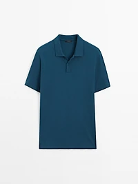 Micro textured piqué cotton polo shirt