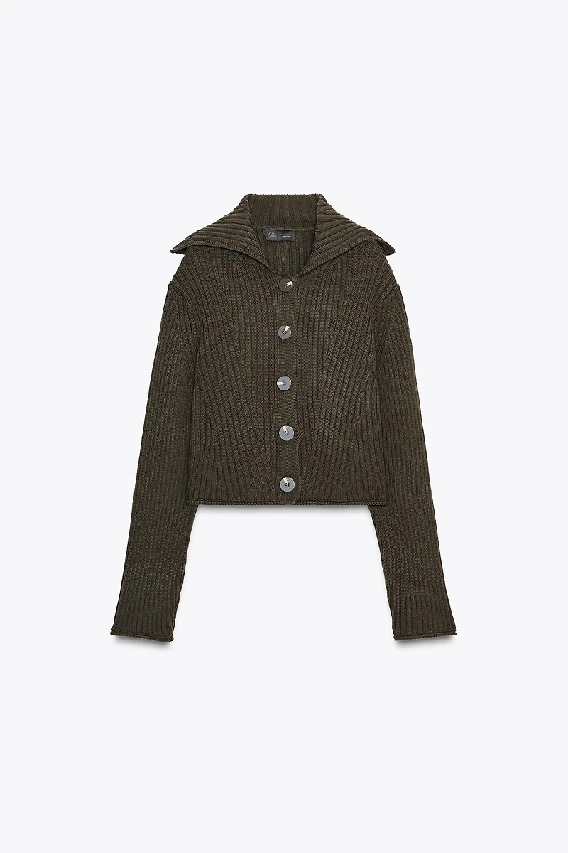 RIB KNIT CARDIGAN WITH BUTTONS