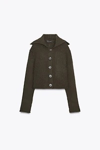RIB KNIT CARDIGAN WITH BUTTONS