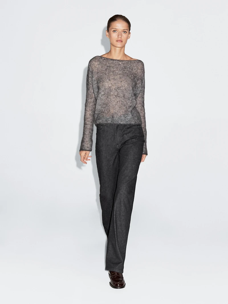 High-waist straight-leg jeans