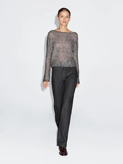 High-waist straight-leg jeans