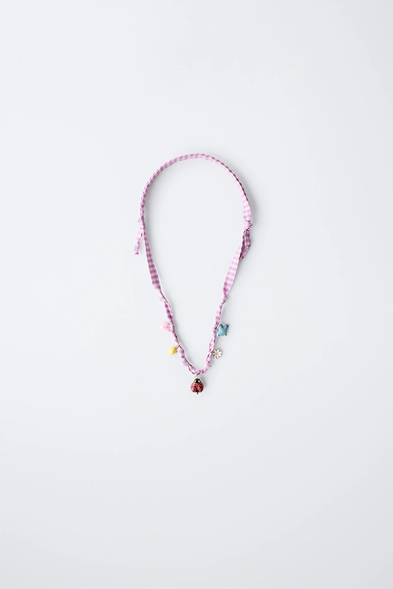 GINGHAM BEAD NECKLACE