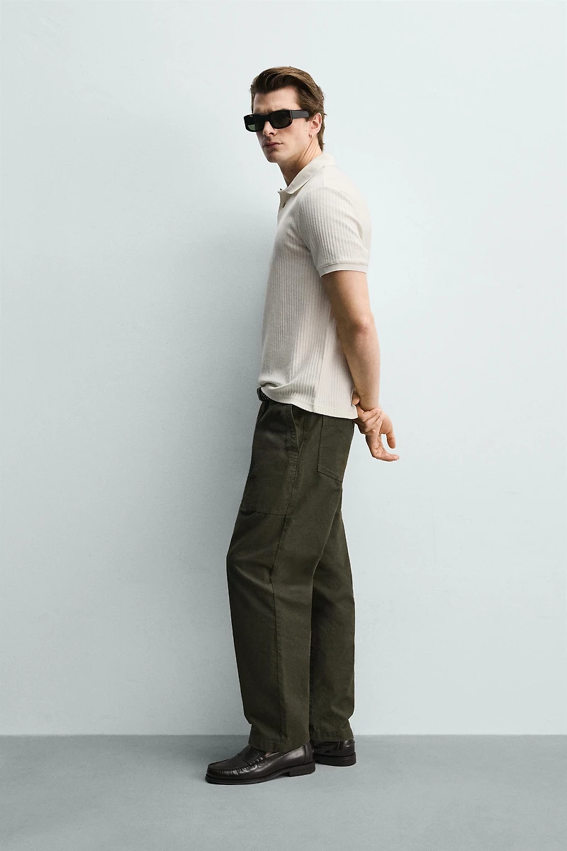 REGULAR FIT RIBBED POLO SHIRT