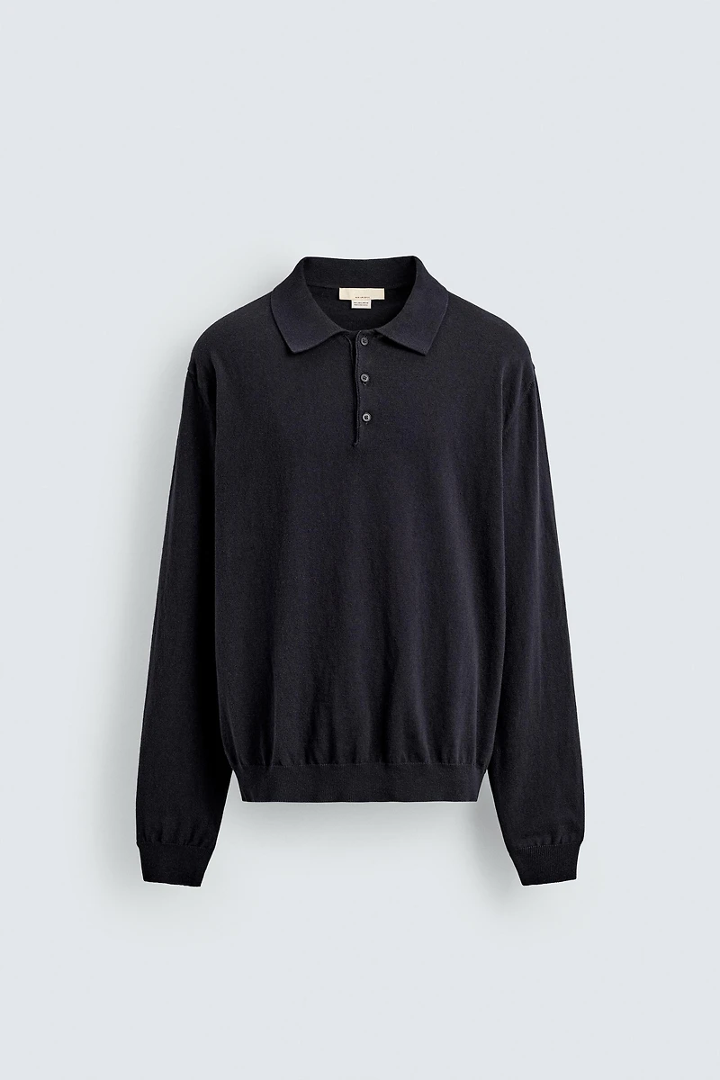 POLO EN MAILLE DE COTON ET LIN