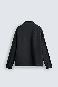 RELAXED FIT 100% LINEN SHIRT WITH PLEATED POCKETS