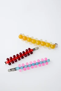 PACK OF THREE BEADED HAIR CLIPS