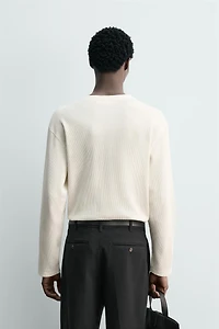 WAFFLE KNIT HENLEY SHIRT