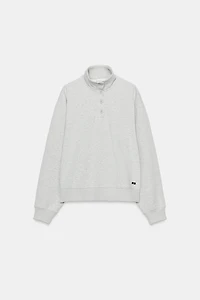 BUTTONED FLEECE SWEATSHIRT