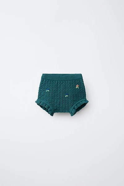 EMBROIDERED FLORAL KNIT PANTIES