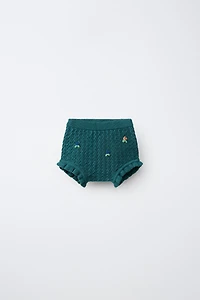 EMBROIDERED FLORAL KNIT PANTIES