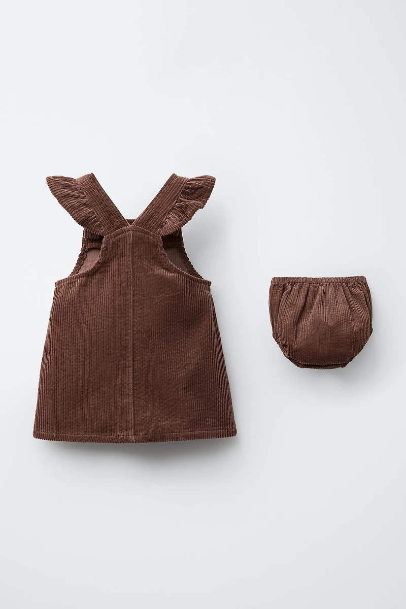 CORDUROY PINAFORE DRESS AND BLOOMERS