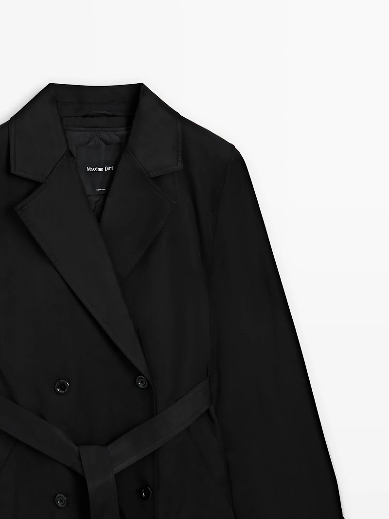 Long trench coat with inner waistcoat