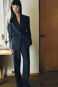 100% HERRINGBONE LINEN FITTED BLAZER