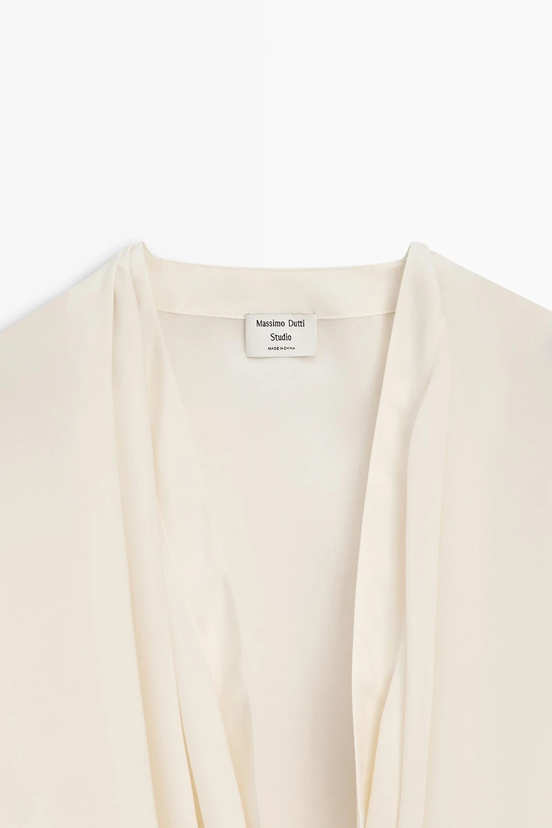 Flowing silk blouse with cowl neckline - STUDIO