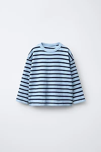 EMBROIDERED TEXT STRIPED T-SHIRT