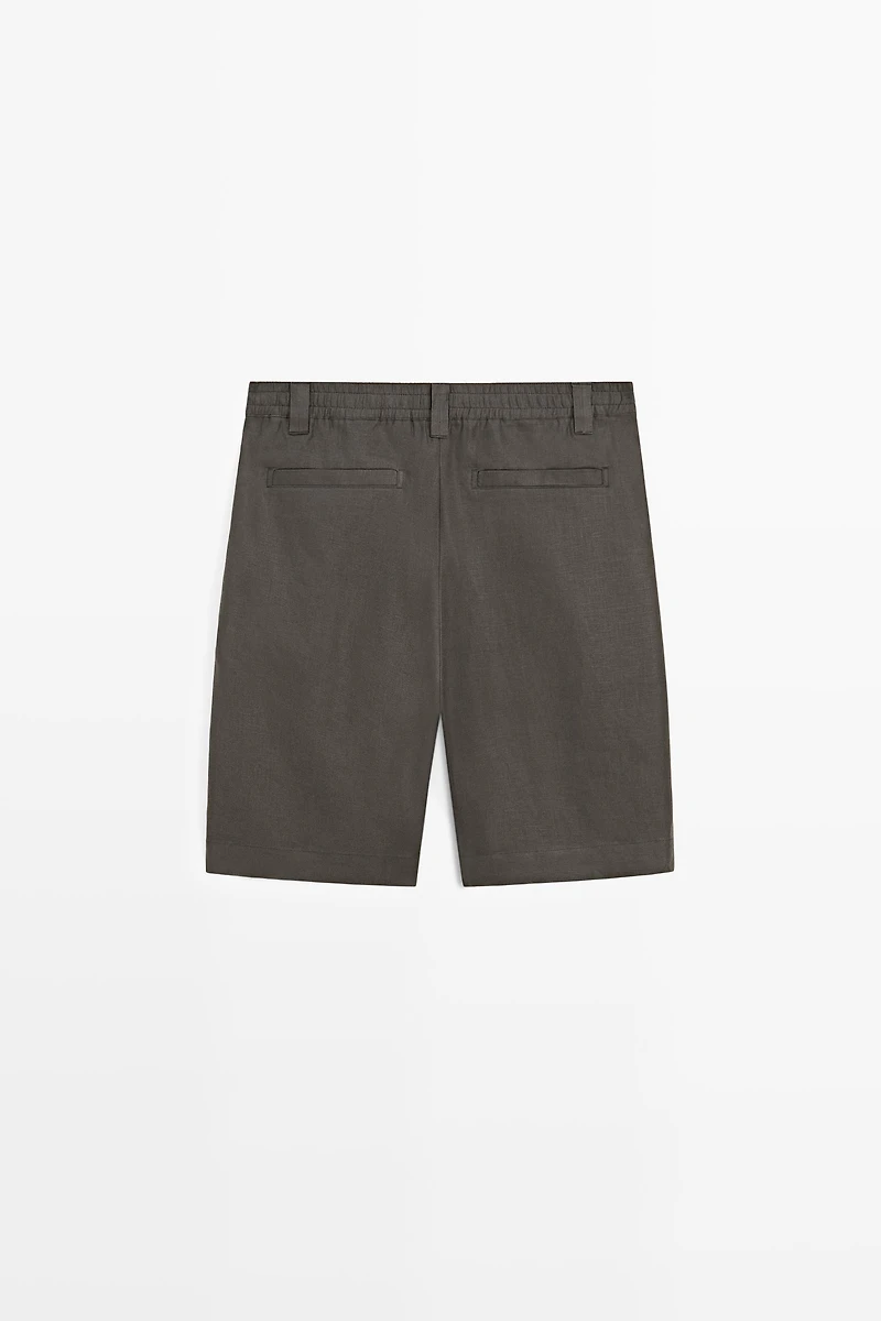 100% linen short Bermuda shorts