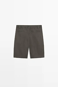100% linen short Bermuda shorts