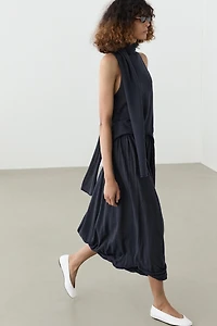 Draped balloon midi skirt