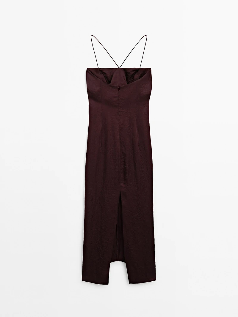 Draped satin midi dress - STUDIO