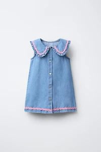 RUFFLE DENIM DRESS