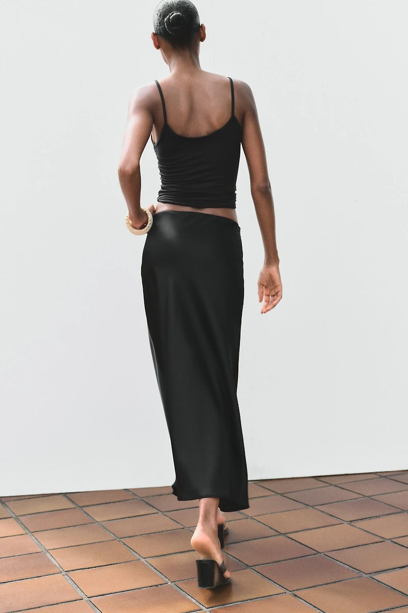 POLKA DOT SATIN EFFECT MIDI SKIRT