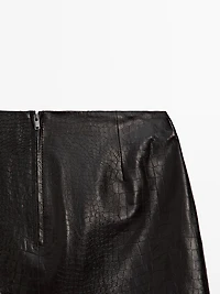 Mock croc nappa leather mini skirt