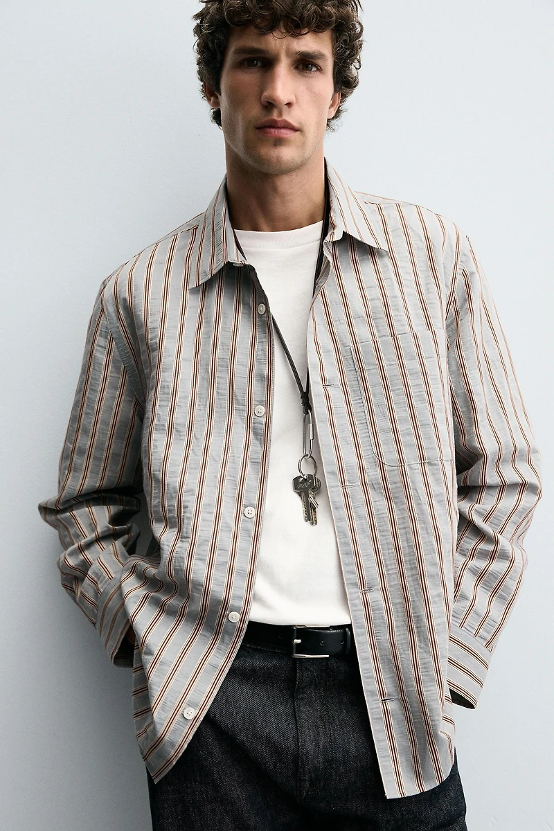 STRIPED FLOWY SHIRT