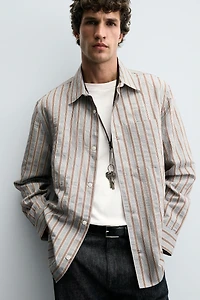 STRIPED FLOWY SHIRT
