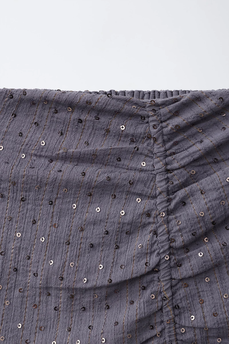 DRAPED SEQUIN SKIRT