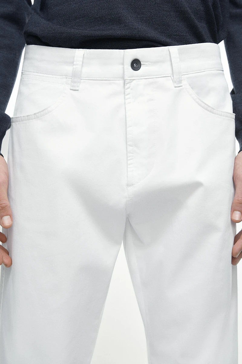 Slim fit denim-effect trousers